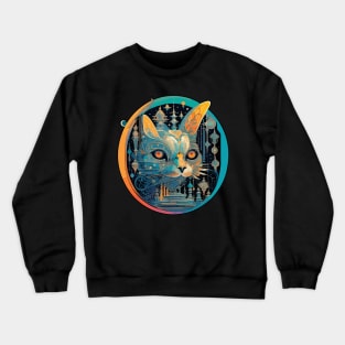 Strange Cat Staring at Your Headlights Crewneck Sweatshirt